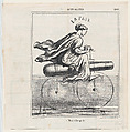 My bicycle!, from "News of the day", Honoré Daumier  French, Lithograph on newsprint; second state of two (Delteil)