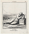 In Spain: the giant and the pygmies, from 'News of the day,' published in Le Charivari, December 9, 1868, Honoré Daumier  French, Lithograph on newsprint; second state of two (Delteil)