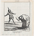 The leapfrog game: Bend your head down! Again!, from 'News of the day,' published in "Le Charivari", Honoré Daumier  French, Lithograph on newsprint; second state of two (Delteil)