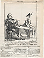 –Annoying all the same, Master, that they now accept slanderous proof in all matters of financial issues. –Bertrand, you are making me sick! When you have the money why do you still need the honor?, from 'News of the day,' published in Le Charivari, June 10, 1870, Honoré Daumier  French, Lithograph on newsprint; second state of two (Delteil)