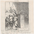 The first roll-call of the new legislature –Be still my beating heart... Go to the tribune for the first time!, from 'News of the day,' published in Le Charivari, June 21, 1870, Honoré Daumier  French, Lithograph on newsprint; second state of two (Delteil)