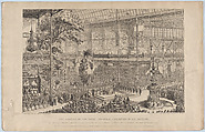 The Opening of the Great Industrial Exhibition of All Nations, by Her Most Gracious Majesty Queen Victoria and His Royal Highness Prince Albert, on the 1st of May, 1851: The View is Taken from the South West  Gallery, at the time when the Archbishop is offering up a Prayer for the Divine blessing upon the objects in the Exhibition, George Cruikshank  British, Etching