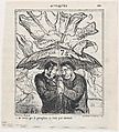 I think this umbrella is going to collapse pretty soon, from 'News of the day,' published in Le Charivari, October 23, 1869, Honoré Daumier  French, Lithograph on newsprint; second state of two (Delteil)