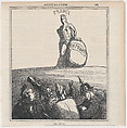 Already on her feet again!, from "News of the day", Honoré Daumier French, Lithograph on newsprint; second state of two (Delteil)