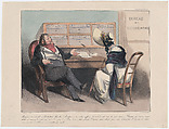Plate 11: Someone stole a thousand franc note from me, Monsieur..., from 'Caricaturana,' published in Les Robert Macaires, Honoré Daumier French, Color lithograph on wove paper; second state of two (Delteil)