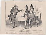 Plate 19: Robert Macaire at the restaurant, from 'Caricaturana,' published in Les Robert Macaires, Honoré Daumier French, Lithograph on wove paper; fourth state of four (Delteil)