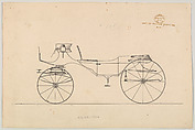 Design for Vis-à-vis/ Barouche, no. 353, Brewster &amp; Co. (American, New York), Graphite, pen and black ink, watercolor and gouache