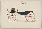 Design for Vis-à-vis/ Caleche, no. 726a, Brewster & Co. American, Pen and black ink, watercolor and gouache with metallic paint