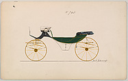 Design for Vis-à-vis/ Caleche, no. 745, Brewster & Co.  American, Pen and black ink, watercolor and gouache with gum arabic
