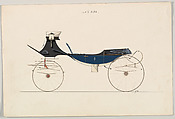 Design for Vis-à-vis/ Barouche, no. 838, Brewster & Co.  American, Pen and black ink, watercolor and gouache, with gum arabic