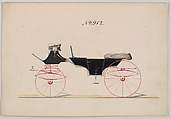 Design for Vis-à-vis/ Caleche, no. 912, Brewster & Co. American, Pen and black ink, watercolor and gouache with gum arabic and metallic paint