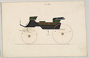 Design for Vis-à-vis/ Charabanc, no. 846, Brewster & Co.  American, Pen and black ink, watercolor and gouache with gum arabic