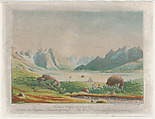 The lake of Kuggsuak at Tasermiut, Greenland, Lars Møller  Greenlandic-Inuit, Color lithograph
