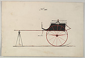Design for Tandem Cart, no. 886, Brewster & Co. (American, New York), Pen and black ink, watercolor and gouache with gum arabic