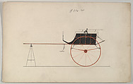 Design for Tandem Cart, no. 886a, Brewster & Co.  American, Graphite, pen and black ink, watercolor and gouache with gum arabic