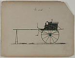 Design for Tandem Cart, no. 1116, Brewster & Co. (American, New York), Graphite, pen and black ink, watercolor and gouache with gum arabic