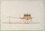 Dos-a-Dos Cart (unnumbered), Brewster & Co.  American, Graphite, pen and black in, watercolor ang gouache with gum arabic