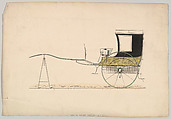 "Cab à Deux Roues" (Vehicle with two wheels), Colored lithograph extracted from periodical