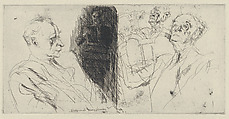 Four Portrait Sketches of Erik Wettergren, from "The Swedish Fine Art Print Society Portfolio" (Föreningen för Grafisk Konst), Birger Lundquist Swedish, Etching and aquatint