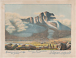 The "Kingitorssuak" seen from a valley near Kangerdluarssunguak, Greenland, Lars Møller  Greenlandic-Inuit, Color lithograph