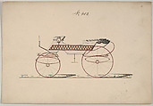 Design for Two Seat Phaeton, no. 402, Brewster & Co. American, Pen and black ink, watercolor ang gouache