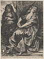 St. Mary Magdalen Trampling Her Valuables, Anonymous, Engraving; reverse copy
