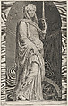 Saint Catherine, within a niche, Lucas Vorsterman I Flemish, Engraving; only state