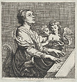 Saint Cecilia playing the organ with two putti at right, Willem Panneels  Flemish, Etching; second state of two