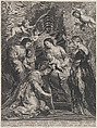 The Coronation of Saint Catherine by the Child, Pieter de Jode I Netherlandish, Engraving