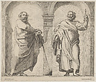Saints Peter and Paul in a vestibule, Rombout Eynhoudts  Dutch, Etching