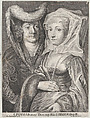 Saint Pepin I and his daughter, Saint Begga, Anonymous, Etching; reverse copy