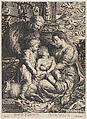 The Virgin and Christ child with Saint Anne and Saint John the Baptist, Schelte Adams à Bolswert  Dutch, Engraving; second state of three
