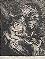 The Holy Family with Saint Elizabeth and the infant Saint John the Baptist, holding a goldfinch on a string, Schelte Adams à Bolswert  Dutch, Engraving; first state of two