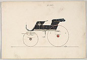 Design for Phaeton, no. 825, Brewster & Co.  American, Pen and black ink, watercolor and gouache