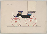 Design for Phaeton, no. 921, Brewster & Co. (American, New York), Pen and black ink,  watercolor and gouache with gum arabic and metallic ink