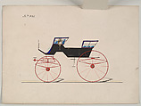 Design for Phaeton, no. 921, Brewster &amp; Co. (American, New York), Pen and black ink,  watercolor and gouache with gum arabic and metallic ink