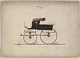 Design for Stanhope Phaeton, no. 1061, Brewster & Co.  American, Pen and black ink, watercolor and gouache