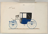 Design for Landaulet, no. 988, Brewster & Co. (American, New York), Pen and black ink, watercolor and gouache, with gum arabic and metallic ink