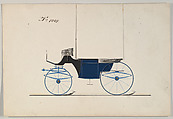 Design for Landaulet, no. 1009, Brewster & Co. (American, New York), Pen and black ink, watercolor and gouache with gum arabic