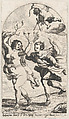 Daphne fleeing from Apollo, with Cupid overhead, Willem Panneels Flemish, Etching; second state of two (Hollstein)