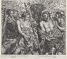 Diana returning from the chase, accompanied by dogs and her nymphs at left, two satyrs at right, Schelte Adams à Bolswert  Dutch, Engraving; second state of two (Hollstein)