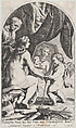 Venus before a mirror held by Cupid while her hair is combed by an old woman, Willem Panneels  Flemish, Etching; second state of two (Hollstein)