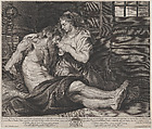 Cimon and Pero, Cornelis van Caukercken Flemish, Engraving; first state of two (Hollstein)