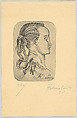 Head of the Archangel Gabriel in profile facing right, from a series of prints made as Christmas cards for Luis García Lecuona, Federico Cantù  Mexican, Engraving