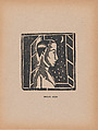 A young man in profile facing right before a window through which we see stars and the moon, from the portfolio 'Los pequeños grabadores en madera, alumnos de la Escuela Preparatoria de Jalisco' (Guadalajara, Mexico 1925)., Miguel Alba Mexican, Woodcut