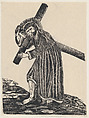 Christ carrying the cross, Anonymous, Mexican, Wood engraving (re-strike?)