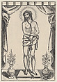 Christ standing, hands tied with rope, Anonymous, Mexican, Woodcut (re-strike?)