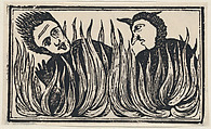 Demons engulfed in flames, Anonymous, Mexican, Woodcut (re-strike?)