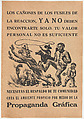 Flyer relating to unifying communities against the resistance, older farmworker being kicked to the ground by a younger man, José Chávez Morado Mexican, Photo-relief and letterpress on tan paper