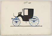 Design for Brougham, no. 989, Brewster & Co. American, Pen and black ink, watercolor and gouache